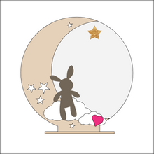 OL4353 - MDF Moon Circle - Freestanding or Hanging/no holes - Acrylic white, or clear or MDF Circle - Bunny Teddy - Olifantjie - Wooden - MDF - Lasercut - Blank - Craft - Kit - Mixed Media - UK