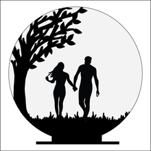 OL4940 - MDF Silhouette People Family - 2 People Themed Circle - Freestanding or Hanging/no holes - Acrylic white, or clear or MDF Circle - Olifantjie - Wooden - MDF - Lasercut - Blank - Craft - Kit - Mixed Media - UK