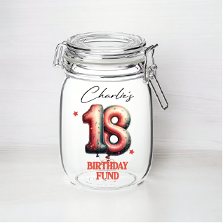 UV363 - Personalised Fund Jar UVDTF Decal - Birthday Themed - 18th Style 3 - Olifantjie - Wooden - MDF - Lasercut - Blank - Craft - Kit - Mixed Media - UK