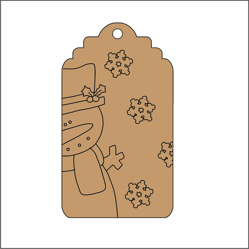 NO289 - MDF 2 Sizes Christmas Tag Hanging Bauble - Engraved  - Snowman 1 - Olifantjie - Wooden - MDF - Lasercut - Blank - Craft - Kit - Mixed Media - UK