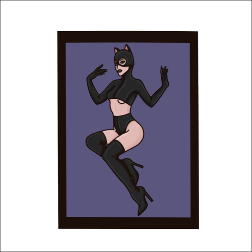 OL4897 - MDF Rectangle Hanging Sign - Feline Woman - Olifantjie - Wooden - MDF - Lasercut - Blank - Craft - Kit - Mixed Media - UK