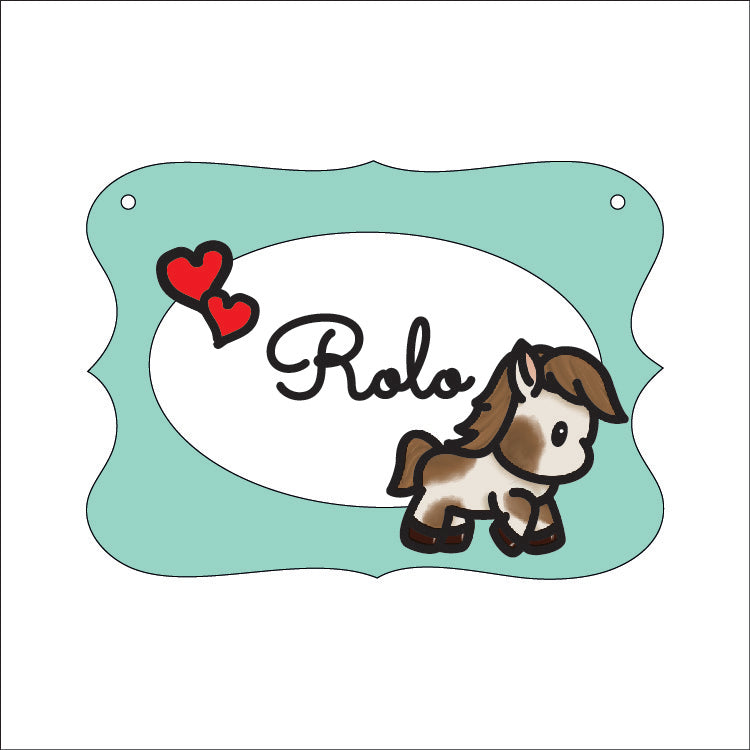 OP131 - MDF Doodle Pet Themed Personalised Plaque - Pony Horse - Olifantjie - Wooden - MDF - Lasercut - Blank - Craft - Kit - Mixed Media - UK