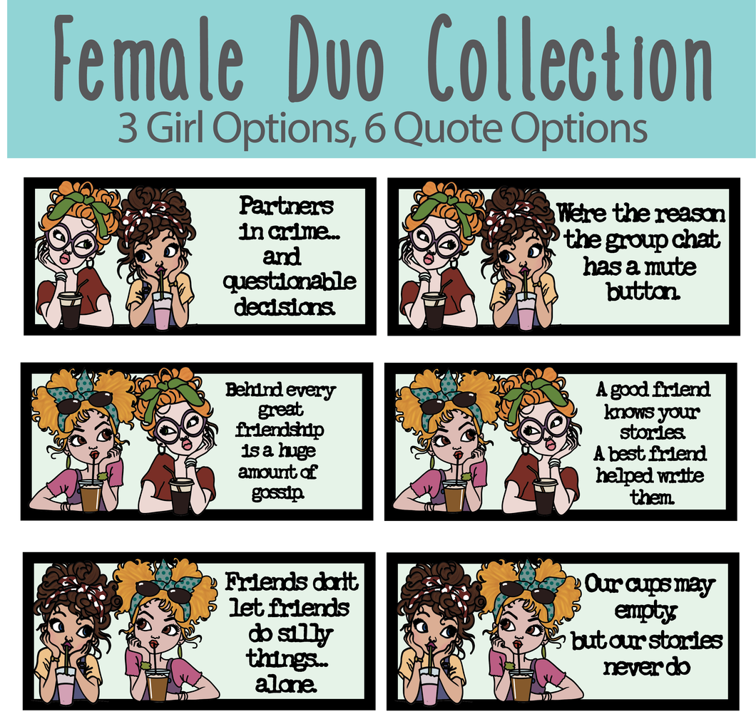 OL6150 - MDF Doodle Female Quote Duo - Choose quote and pair - Olifantjie - Wooden - MDF - Lasercut - Blank - Craft - Kit - Mixed Media - UK