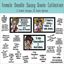 OL6151 - MDF Doodle Female Quote Single - Choose quote and character - Olifantjie - Wooden - MDF - Lasercut - Blank - Craft - Kit - Mixed Media - UK
