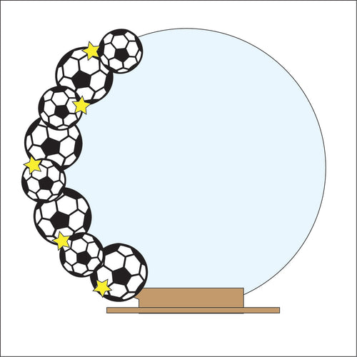 OL4860 - MDF Stacked Footballs Ball Themed Circle - Freestanding or Hanging/no holes - Acrylic white, or clear or MDF Circle - Olifantjie - Wooden - MDF - Lasercut - Blank - Craft - Kit - Mixed Media - UK