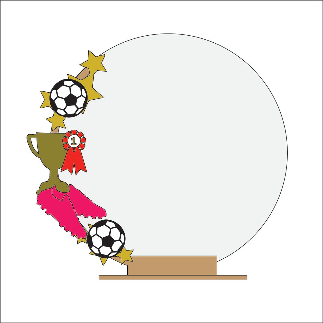 OL4857 - MDF Stacked Football Themed Circle - Freestanding or Hanging/no holes - Acrylic white, or clear or MDF Circle - Olifantjie - Wooden - MDF - Lasercut - Blank - Craft - Kit - Mixed Media - UK