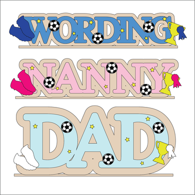 OL6119 - MDF Freestanding Personalised Name - Football Themed - Olifantjie