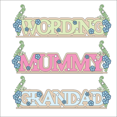 OL6130 - MDF Freestanding Personalised Name - Forget me not Themed