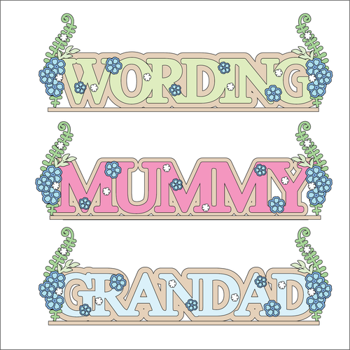 OL6130 - MDF Freestanding Personalised Name - Forget me not Themed - Olifantjie - Wooden - MDF - Lasercut - Blank - Craft - Kit - Mixed Media - UK