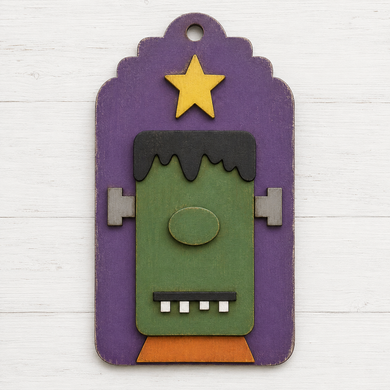 NO926 - MDF Frank Halloween Tag Bauble Ornament