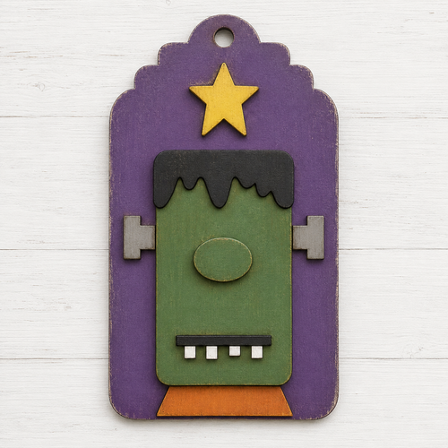 NO926 - MDF Frank Halloween Tag Bauble Ornament