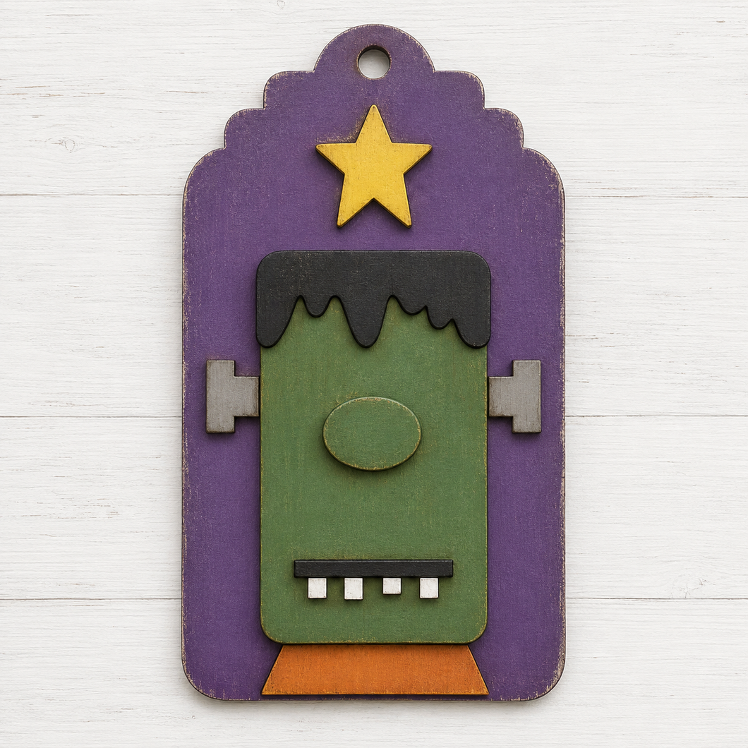 NO926 - MDF Frank Halloween Tag Bauble Ornament