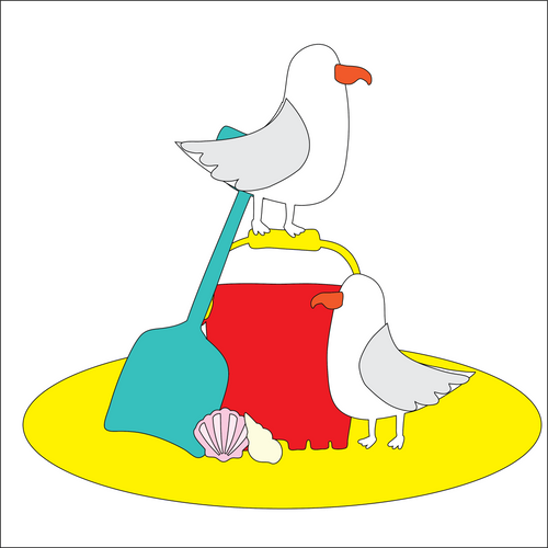 OL5177 - MDF Freestanding Seagull Seaside Beach  Scene - Olifantjie - Wooden - MDF - Lasercut - Blank - Craft - Kit - Mixed Media - UK