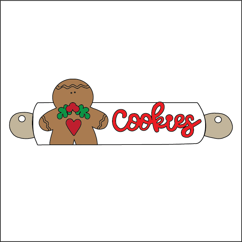 NO131 - MDF 2 Sizes Christmas Gingerbread Cookies Rolling Pin Hanging Bauble - Olifantjie - Wooden - MDF - Lasercut - Blank - Craft - Kit - Mixed Media - UK