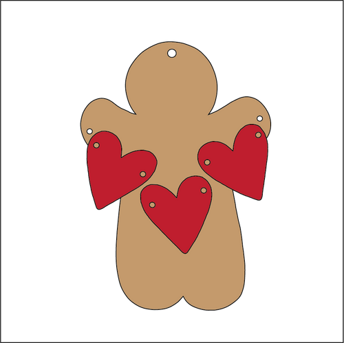 NO133 - MDF 2 Sizes Christmas Gingerbread Heart bunting Hanging Bauble - Olifantjie - Wooden - MDF - Lasercut - Blank - Craft - Kit - Mixed Media - UK