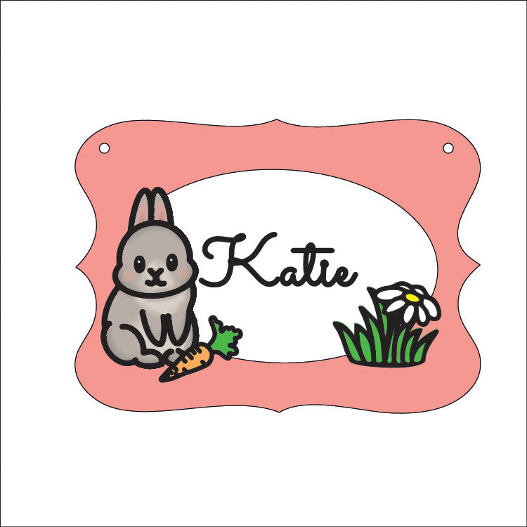 OP130 - MDF Doodle Pet Themed Personalised Plaque - Rabbit Bunny - Olifantjie - Wooden - MDF - Lasercut - Blank - Craft - Kit - Mixed Media - UK