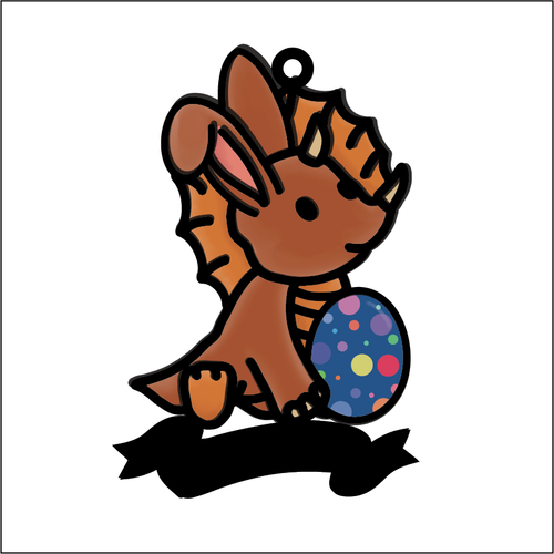 OL5925 - MDF Doodle Easter Dinosaur Hanging Bauble - style 1