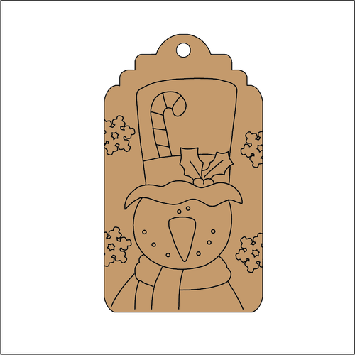 NO290 - MDF 2 Sizes Christmas Tag Hanging Bauble - Engraved  - Snowman 2 - Olifantjie - Wooden - MDF - Lasercut - Blank - Craft - Kit - Mixed Media - UK