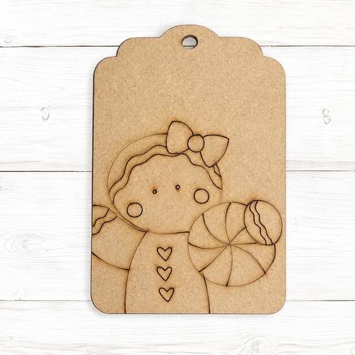 NO880 - MDF 2 Sizes Christmas Hanging Bauble - Engraved Christmas Tag - Gingerbread Candy - Olifantjie - Wooden - MDF - Lasercut - Blank - Craft - Kit - Mixed Media - UK