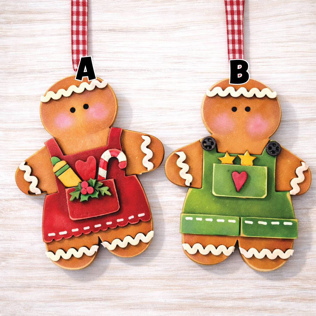 NO842 - MDF Gingerbread hanging Christmas decoration - 2 sizes - Olifantjie - Wooden - MDF - Lasercut - Blank - Craft - Kit - Mixed Media - UK