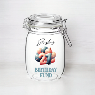 UV365 - Personalised Fund Jar UVDTF Decal - Birthday Themed - 21st Style 1 - Olifantjie - Wooden - MDF - Lasercut - Blank - Craft - Kit - Mixed Media - UK