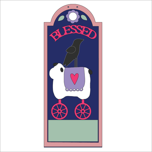 NO711 - MDF Large Simplify Primitive Folk Animal Style Blessed Hanging Plaque - Olifantjie - Wooden - MDF - Lasercut - Blank - Craft - Kit - Mixed Media - UK