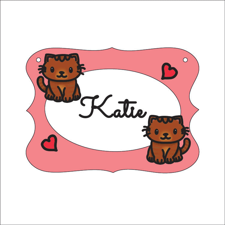 OP129 - MDF Doodle Pet Themed Personalised Plaque - Cat - Olifantjie - Wooden - MDF - Lasercut - Blank - Craft - Kit - Mixed Media - UK