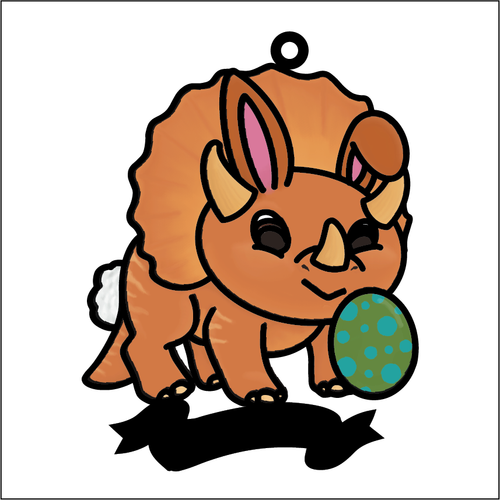 OL5926 - MDF Doodle Easter Dinosaur Hanging Bauble - style 2