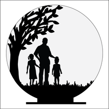 OL4941 - MDF Silhouette People Family - 3 People Themed Circle - Freestanding or Hanging/no holes - Acrylic white, or clear or MDF Circle - Olifantjie - Wooden - MDF - Lasercut - Blank - Craft - Kit - Mixed Media - UK