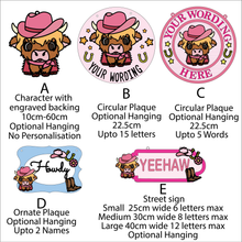 OL6100 - MDF Cowgirl Highland Cow Doodle Collection - choose one product - Olifantjie - Wooden - MDF - Lasercut - Blank - Craft - Kit - Mixed Media - UK
