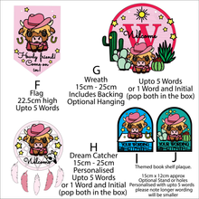 OL6100 - MDF Cowgirl Highland Cow Doodle Collection - choose one product - Olifantjie - Wooden - MDF - Lasercut - Blank - Craft - Kit - Mixed Media - UK