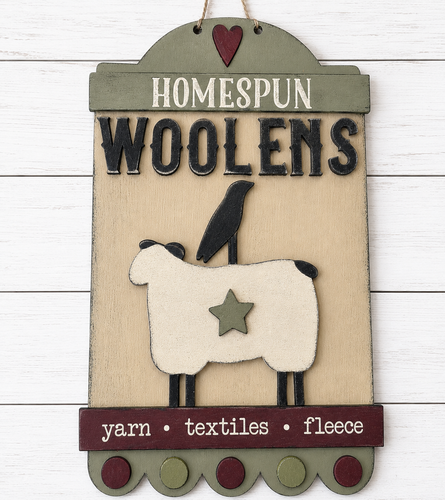 NO872 - MDF Homespun Woolens Hanging Plaque - Olifantjie - Wooden - MDF - Lasercut - Blank - Craft - Kit - Mixed Media - UK