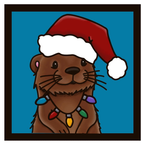 OL3529 - MDF Ladder Insert Tile - Christmas Cute Otter Tile doodle - Olifantjie - Wooden - MDF - Lasercut - Blank - Craft - Kit - Mixed Media - UK