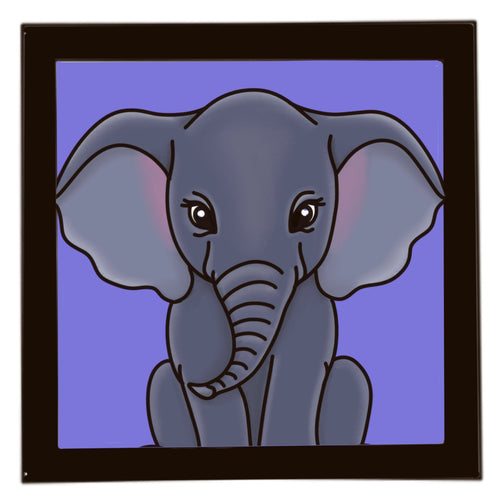 OL3489 - MDF Ladder Insert Tile - Cute Elephant  Tile doodle - Olifantjie - Wooden - MDF - Lasercut - Blank - Craft - Kit - Mixed Media - UK