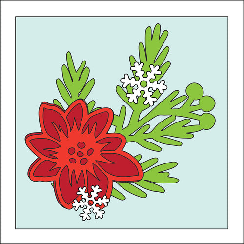 OL3348 - MDF Ladder Insert Tile - Winter Poinsettia - Olifantjie - Wooden - MDF - Lasercut - Blank - Craft - Kit - Mixed Media - UK