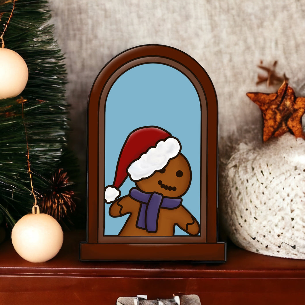 OL4017 - MDF Ginger 2 Christmas Window  Doodle Kit - Olifantjie - Wooden - MDF - Lasercut - Blank - Craft - Kit - Mixed Media - UK