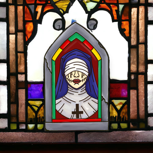 OL3496 - MDF - Haunted Nun 1 Halloween Window Doodle Kit - Olifantjie - Wooden - MDF - Lasercut - Blank - Craft - Kit - Mixed Media - UK