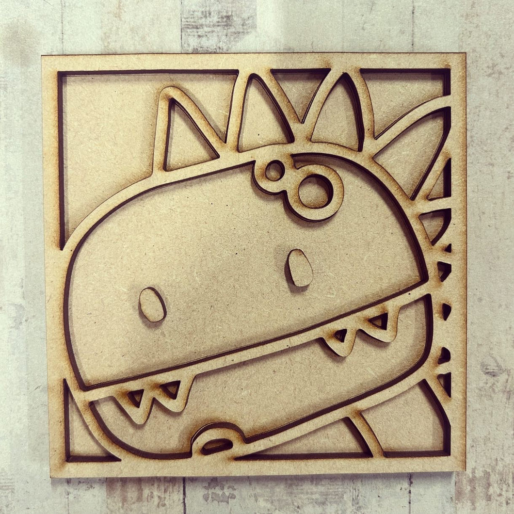 OL4073   - MDF Ladder Insert Tile - Doodle Dinosaur 2 - Olifantjie - Wooden - MDF - Lasercut - Blank - Craft - Kit - Mixed Media - UK