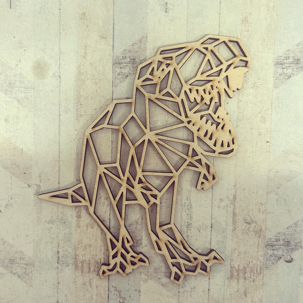 OL4062 - Geometric shape (optional backing) - Dinosaur 1 - Olifantjie - Wooden - MDF - Lasercut - Blank - Craft - Kit - Mixed Media - UK