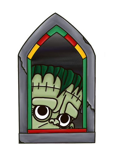 OL3241 - MDF - Frankenstein - Creepy Halloween Window Doodle Kit - Olifantjie - Wooden - MDF - Lasercut - Blank - Craft - Kit - Mixed Media - UK