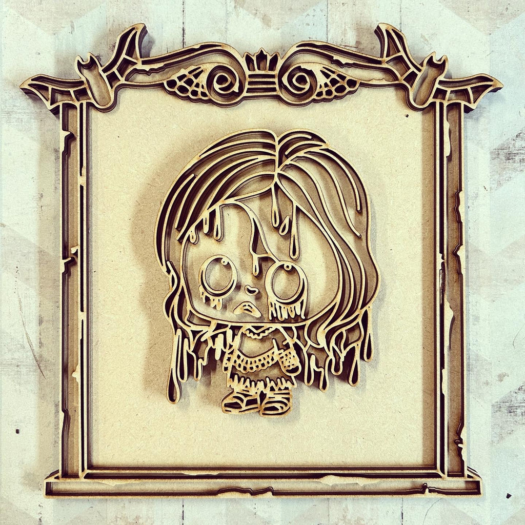 OL3258 - MDF - Bleeding Girl - Creepy Halloween Frame Optional Hanging ...