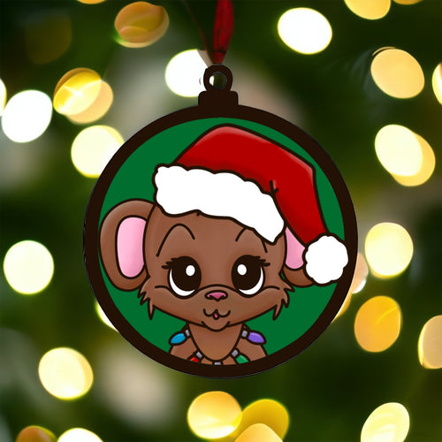 OL3544 - MDF Doodle Christmas Hanging - Cute Monkey with or without banner - Olifantjie - Wooden - MDF - Lasercut - Blank - Craft - Kit - Mixed Media - UK