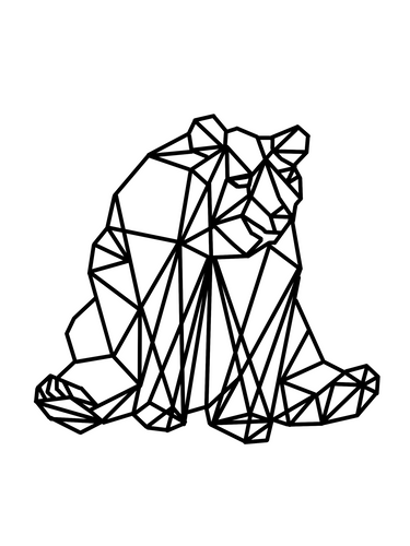 OL4077 - Geometric shape (optional backing) - Panda - Olifantjie - Wooden - MDF - Lasercut - Blank - Craft - Kit - Mixed Media - UK