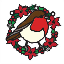 OL4166 - MDF Christmas Robin 3 doodle Holly Bauble - Olifantjie - Wooden - MDF - Lasercut - Blank - Craft - Kit - Mixed Media - UK