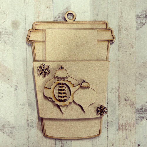 OL4116 - MDF Gift Card Holder - Coffee / Drink Cup - Baubles - Olifantjie - Wooden - MDF - Lasercut - Blank - Craft - Kit - Mixed Media - UK