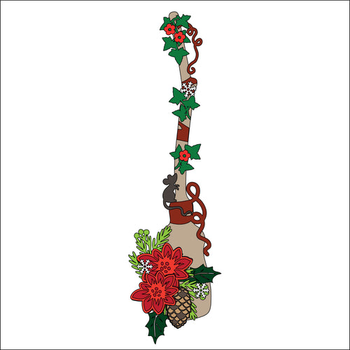 OL3410 - MDF 25cm Broom optional hanging  Kit - Winter Christmas - Olifantjie - Wooden - MDF - Lasercut - Blank - Craft - Kit - Mixed Media - UK