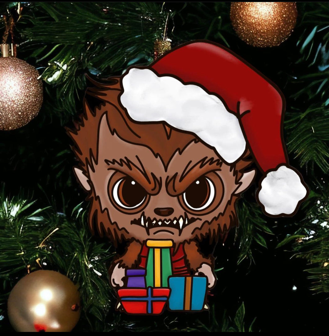 OL3341 - MDF - Werewolf - Creepy Christmas Optional Hanging Doodle Kit - Olifantjie - Wooden - MDF - Lasercut - Blank - Craft - Kit - Mixed Media - UK