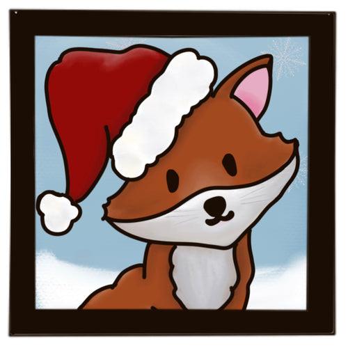 OL4050  - MDF Ladder Insert Tile - Christmas Fox Tile doodle - Olifantjie - Wooden - MDF - Lasercut - Blank - Craft - Kit - Mixed Media - UK