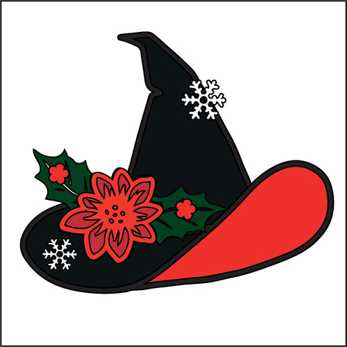 OL3440 - MDF 8.5cm mini Witches hat optional hanging  Kit - Winter - Olifantjie - Wooden - MDF - Lasercut - Blank - Craft - Kit - Mixed Media - UK