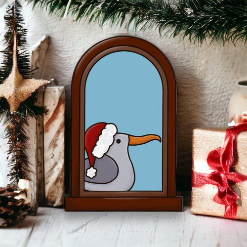 OL4099  - MDF Seagull Christmas Window  Doodle Kit - Olifantjie - Wooden - MDF - Lasercut - Blank - Craft - Kit - Mixed Media - UK